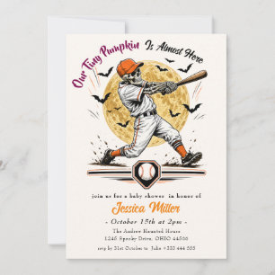 Kleiner Kürbis Halloween Baseball Skelett Einladung