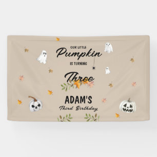 Kleiner Kürbis Halloween Geburtstag jeden Alters Banner