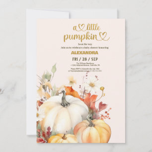 Kleiner Kürbis Herbst-Aquarell-Blumen-Baby-Party Einladung