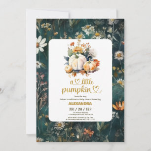 Kleiner Kürbis Herbst-Aquarell-Blumen-Baby-Party Einladung