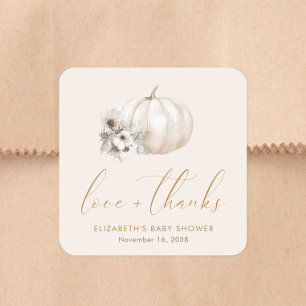 Kleiner Kürbis Herbst-Baby-Party Dankeschön Quadratischer Aufkleber
