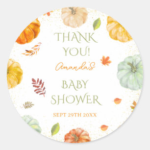 Kleiner Kürbis Herbst Baby Shower Danke Runder Aufkleber