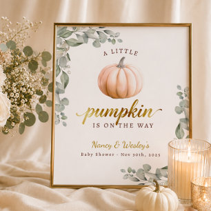 Kleiner Kürbis Herbst-Baby-Shower-Willkommensposte Poster