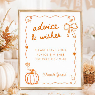 Kleiner Kürbis Herbst Doodle Baby Shower Ratgeber Poster