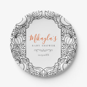 Kleiner Kürbis Herbst Halloween Baby Shower Pappteller