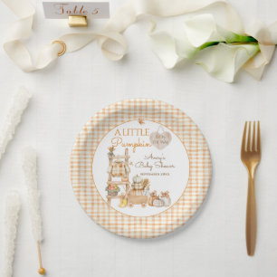Kleiner Kürbis Herbst lokal angebaute Babyparty Pappteller
