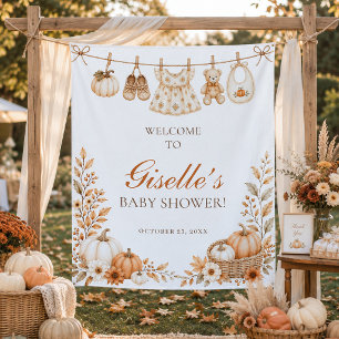Kleiner Kürbis Herbst Mädchen Baby Shower Willkomm Wandteppich