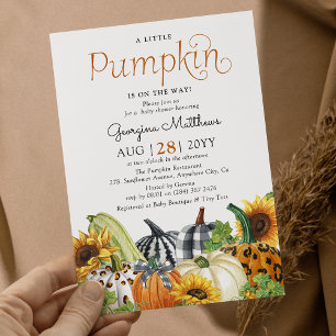Kleiner Kürbis Herbst Moderne Neutrale Babyparty Einladung