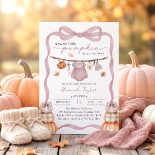 Kleiner Kürbis Herbst Rosa Mädchen Baby Shower Einladung
