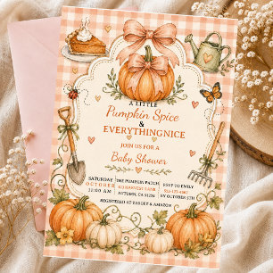 Kleiner Kürbis Herbst Sticks Zimtkuchen Schleife Einladung