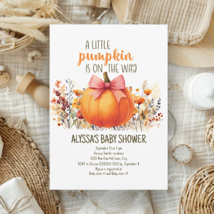 Kleiner Kürbis Herbstblumen Mädchen Baby Shower Einladung