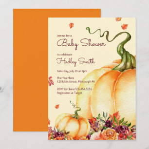 Kleiner Kürbis, Herbstlaube Babydusche Einladung