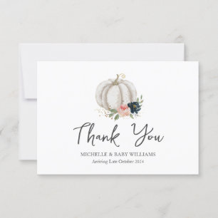 Kleiner Kürbis ist auf dem Weg Babydusche Danke