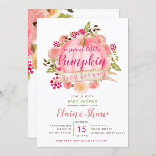 Kleiner Kürbis ist auf dem Weg Babydusche Einladung