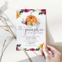 Kleiner Kürbis ist auf dem Weg Babydusche