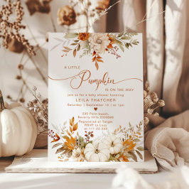 Kleiner Kürbis ist auf dem Weg Babydusche Einladung