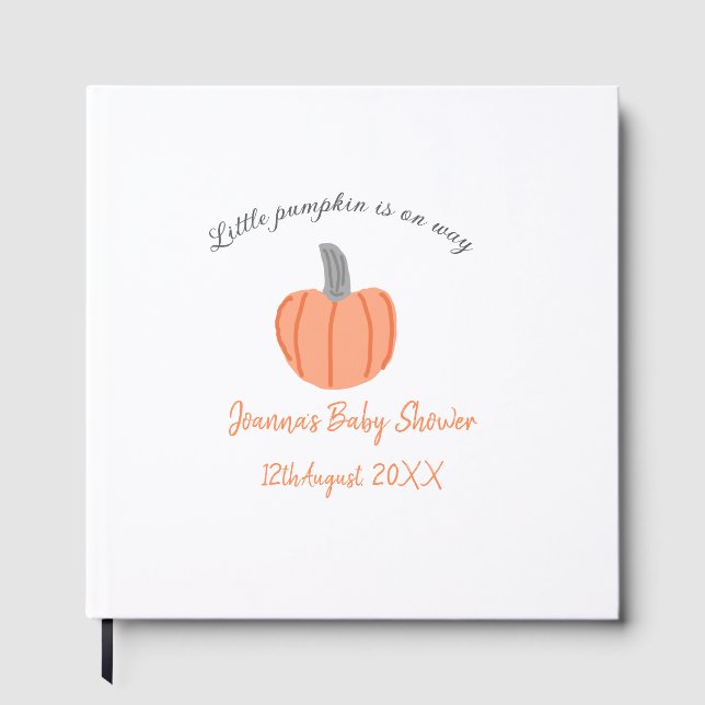 Kleiner Kürbis ist auf dem Weg orange graue Babydu Gästebuch (Vorderseite)
