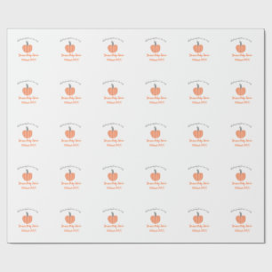 Kleiner Kürbis ist auf dem Weg orange graue Babydu Geschenkpapier