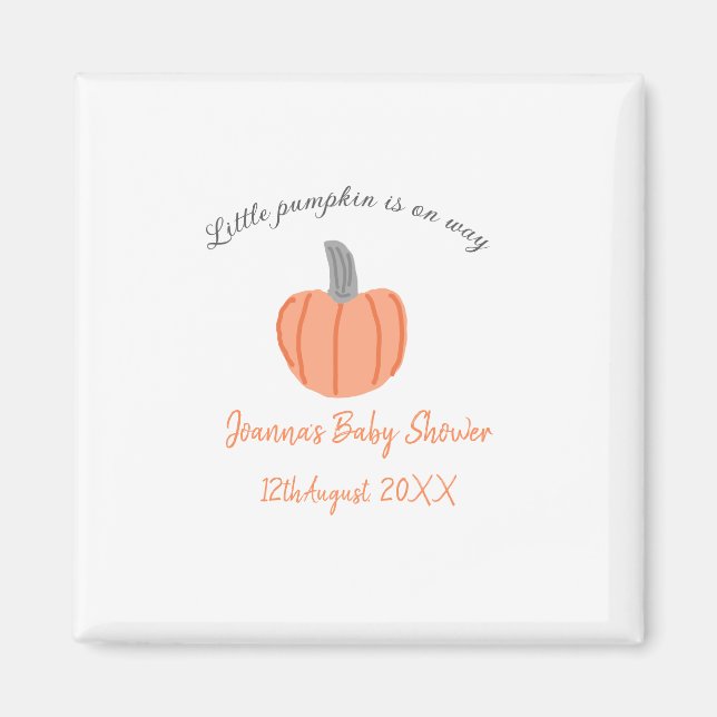 Kleiner Kürbis ist auf dem Weg orange graue Babydu Magnet (Vorne)