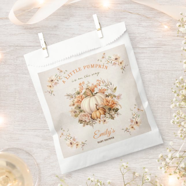 Kleiner Kürbis ist auf dem Weg Pastel Baby Dusche Geschenktütchen (Ausgeschnitten)