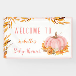 Kleiner Kürbis ist auf dem Weg zu rosa Willkommens Banner