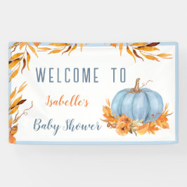 Kleiner Kürbis ist auf dem Weg zum blauen Begrüßun Banner