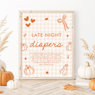 Kleiner Kürbis nächtliche Windeln Baby Shower Spie Poster