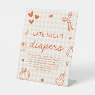 Kleiner Kürbis nächtliche Windeln Baby Shower Spie Sockelschild