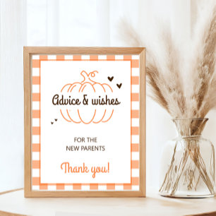 Kleiner Kürbis Neutrales Baby Shower Ratsschild Poster