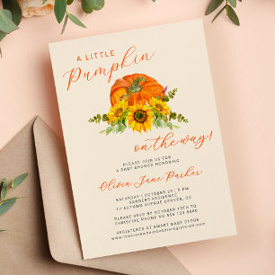 Kleiner Kürbis orange Boho Herbst floral Baby Show Einladung
