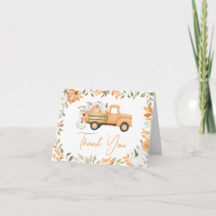 Kleiner Kürbis Orange Lastwagen Herbst Baby Shower Dankeskarte