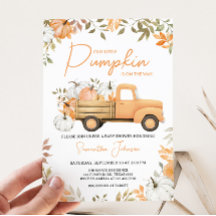 Kleiner Kürbis Orange Lastwagen Herbst Baby Shower