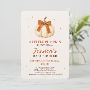 Kleiner Kürbis Orange Schleife Herbst-Baby-Party Einladung