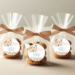 Kleiner Kürbis Orange Weiße Florale Babyparty Runder Aufkleber