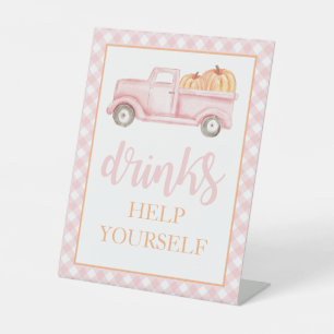 Kleiner Kürbis Pastell Rosa Lastwagen Getränke Sockelschild
