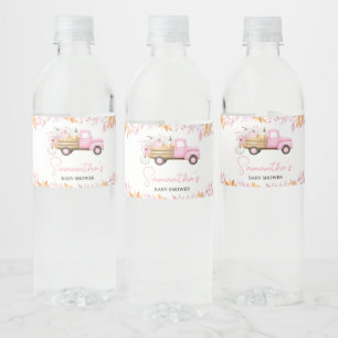 Kleiner Kürbis Rosa LKW Herbst-Baby-Party Wasserflaschenetikett