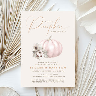 Kleiner Kürbis Rosa Mädchen Herbst-Baby-Party Einladung