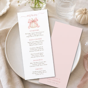 Kleiner Kürbis rosa Schleife elegante Babygirl-Par Menükarte