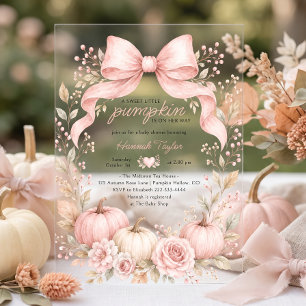 Kleiner Kürbis rosa Schleife Mädchen Baby Shower Acryleinladungen