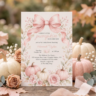 Kleiner Kürbis rosa Schleife Mädchen Baby Shower Einladung