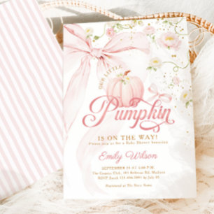 Kleiner Kürbis rosa Schleife Mädchen Baby Shower Einladung