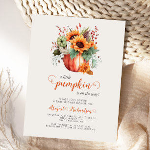 Kleiner Kürbis Sonnenblume Floral Herbst Babyparty Postkarte