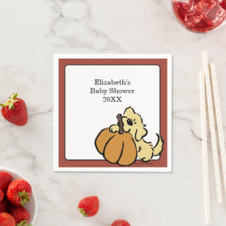 Kleiner Kürbis Welpe Süße Baby Shower Herbst Serviette