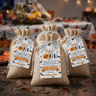 Kleiner Kürbis wird eins Halloween 1. Geburtstag Geschenkanhänger