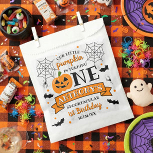 Kleiner Kürbis wird eins Halloween 1. Geburtstag Geschenktütchen