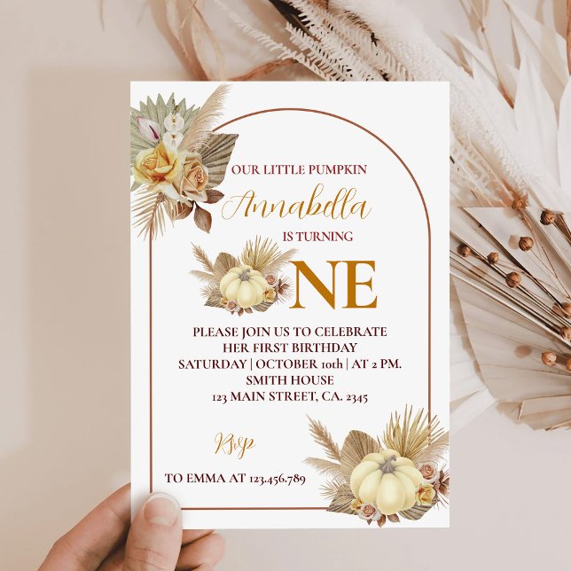 Kleiner Kürbis zum 1. Geburtstag Einladung (Von Creator hochgeladen)