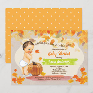 Kleiner Kürbisbaby Boy Dusche Vintager Fall Einladung