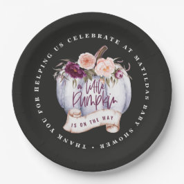 Kleiner Kürbisfall Babydusche lila Fall Pappteller