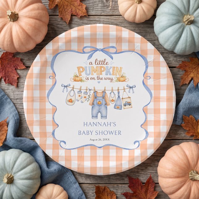 Kleiner Kürbisjunge Herbst-Baby-Party Pappteller (Von Creator hochgeladen)