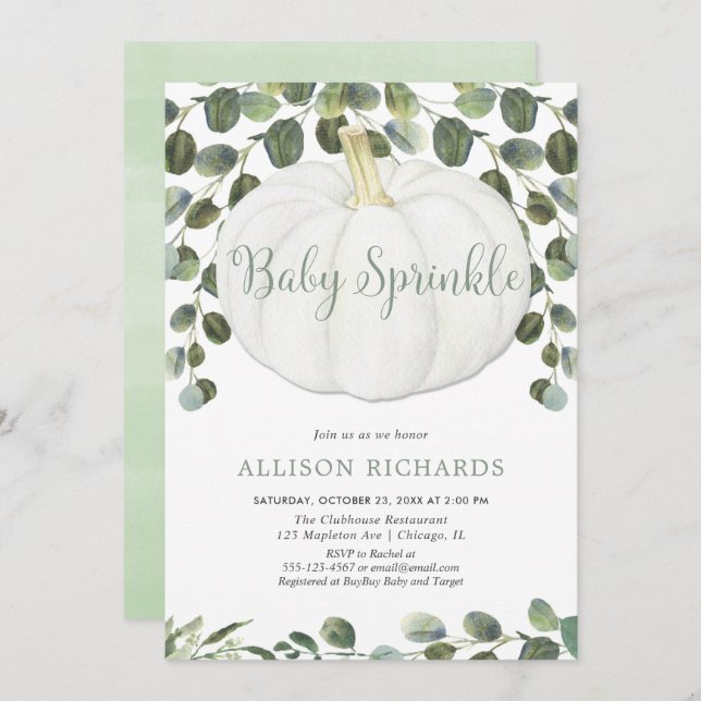 Kleiner Kürbiskugel geschlechtsneutral Einladung (Vorne/Hinten)